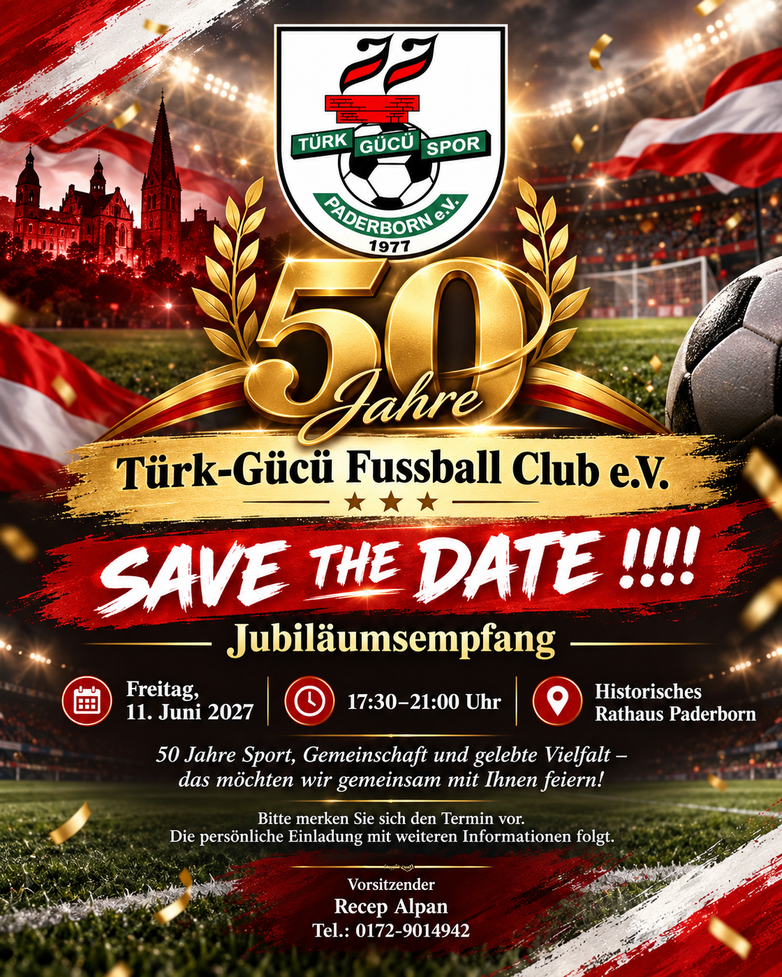 Save the Date: Jubiläumsempfang 50 Jahre Türk-Gücü Paderborn